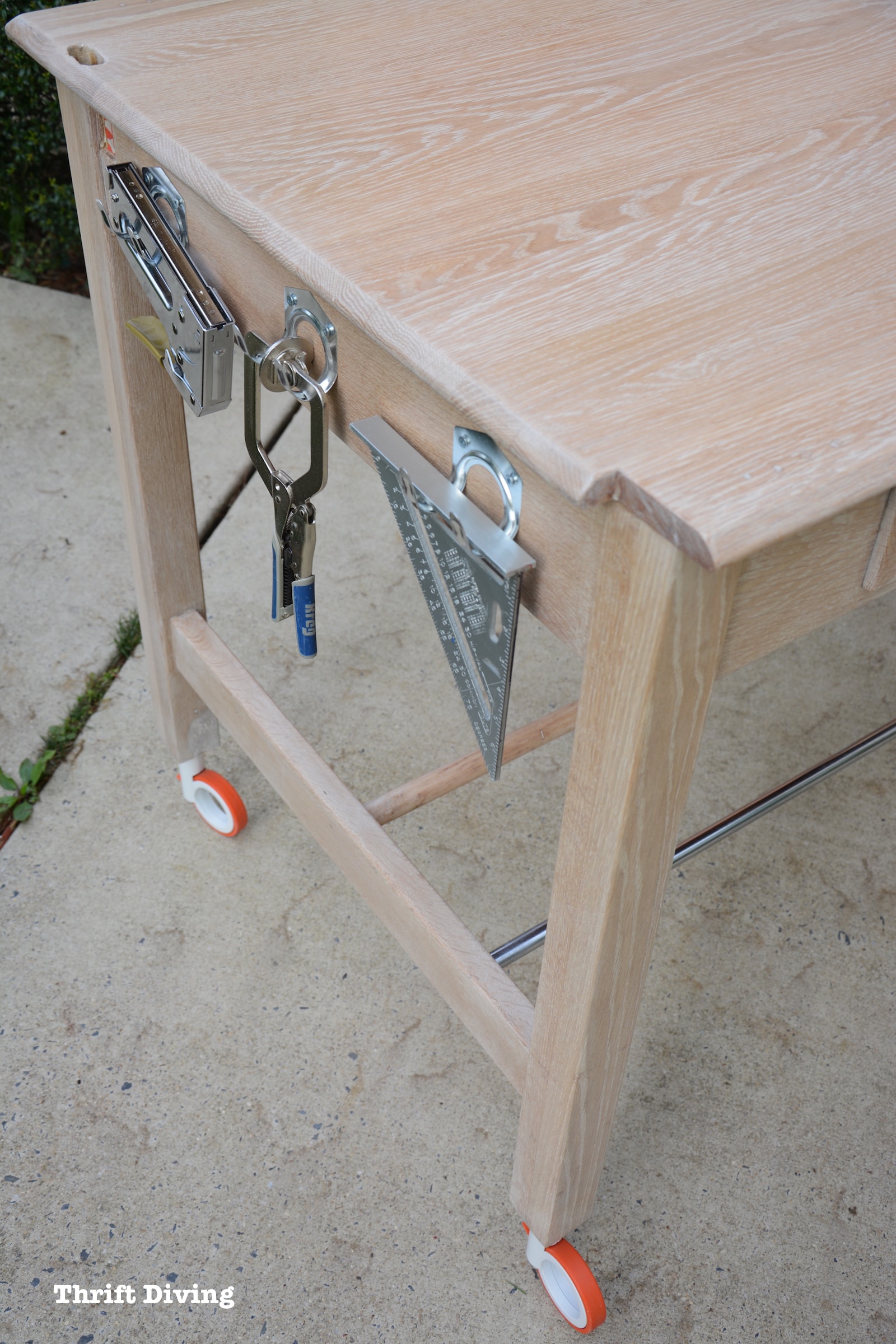 Strip furniture: turn an old thrifted drafting table into natural wood furniture - DIY garage workstation. | Thrift Diving