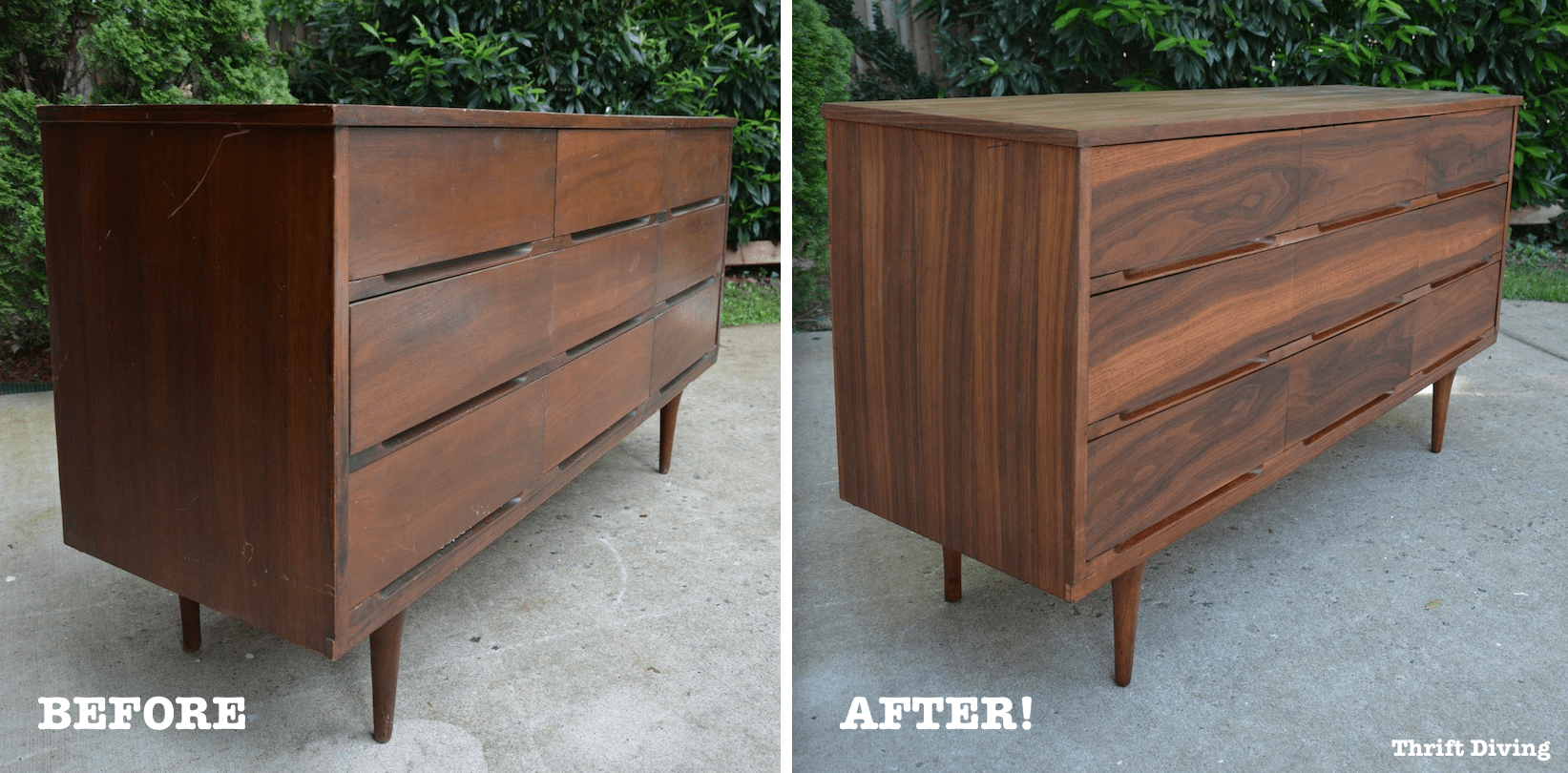 Mid Century Modern Dresser Makeover Stripped and Refinished