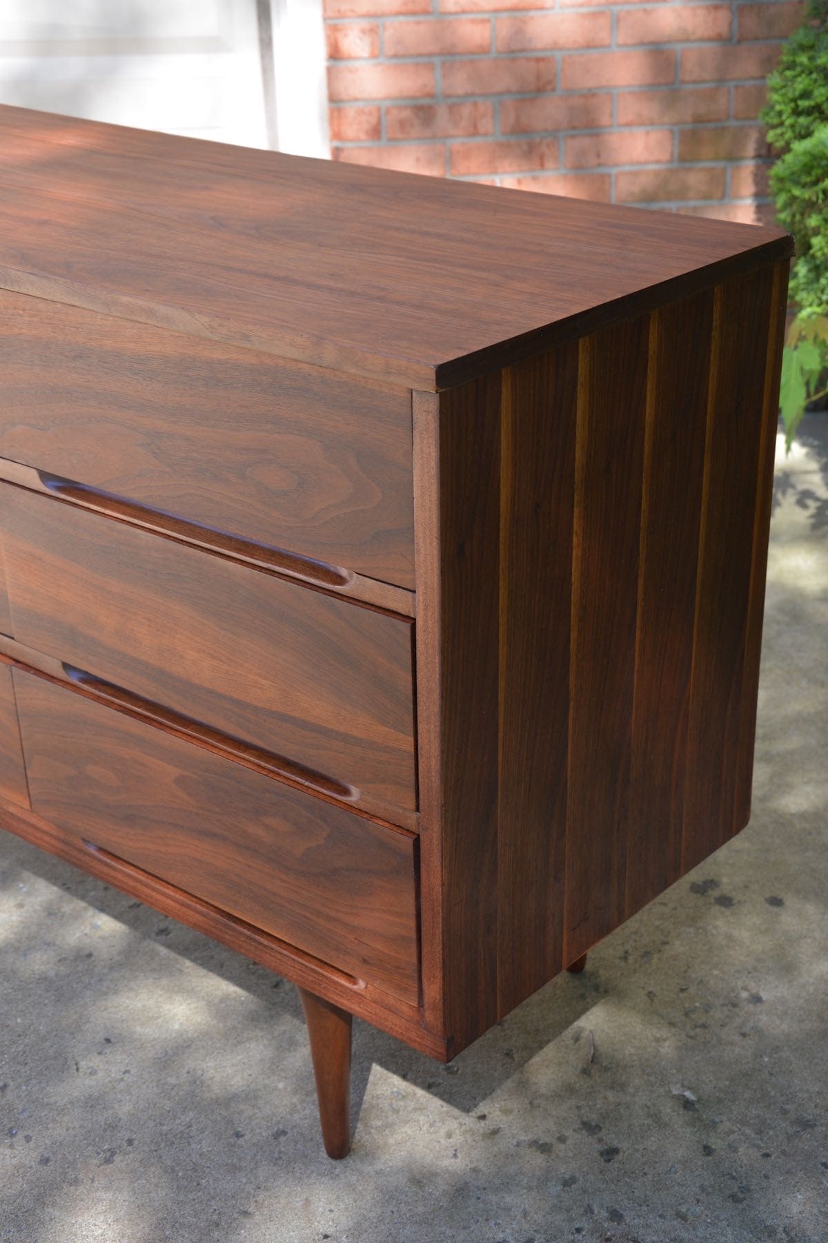 Mid-Century Modern Dresser Makeover Stripped and Refinished - Gorgeous walnut wood dresser. - Thrift Diving