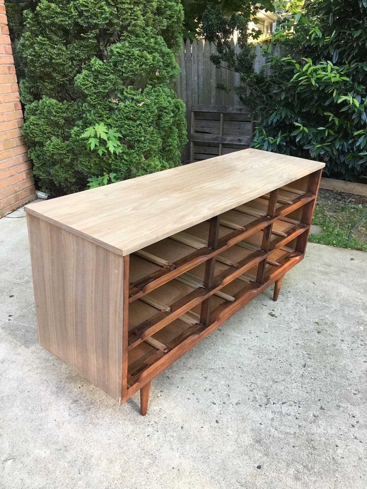 Mid-Century Modern Dresser Makeover Stripped and Refinished - Stripped dresser. - Thrift Diving