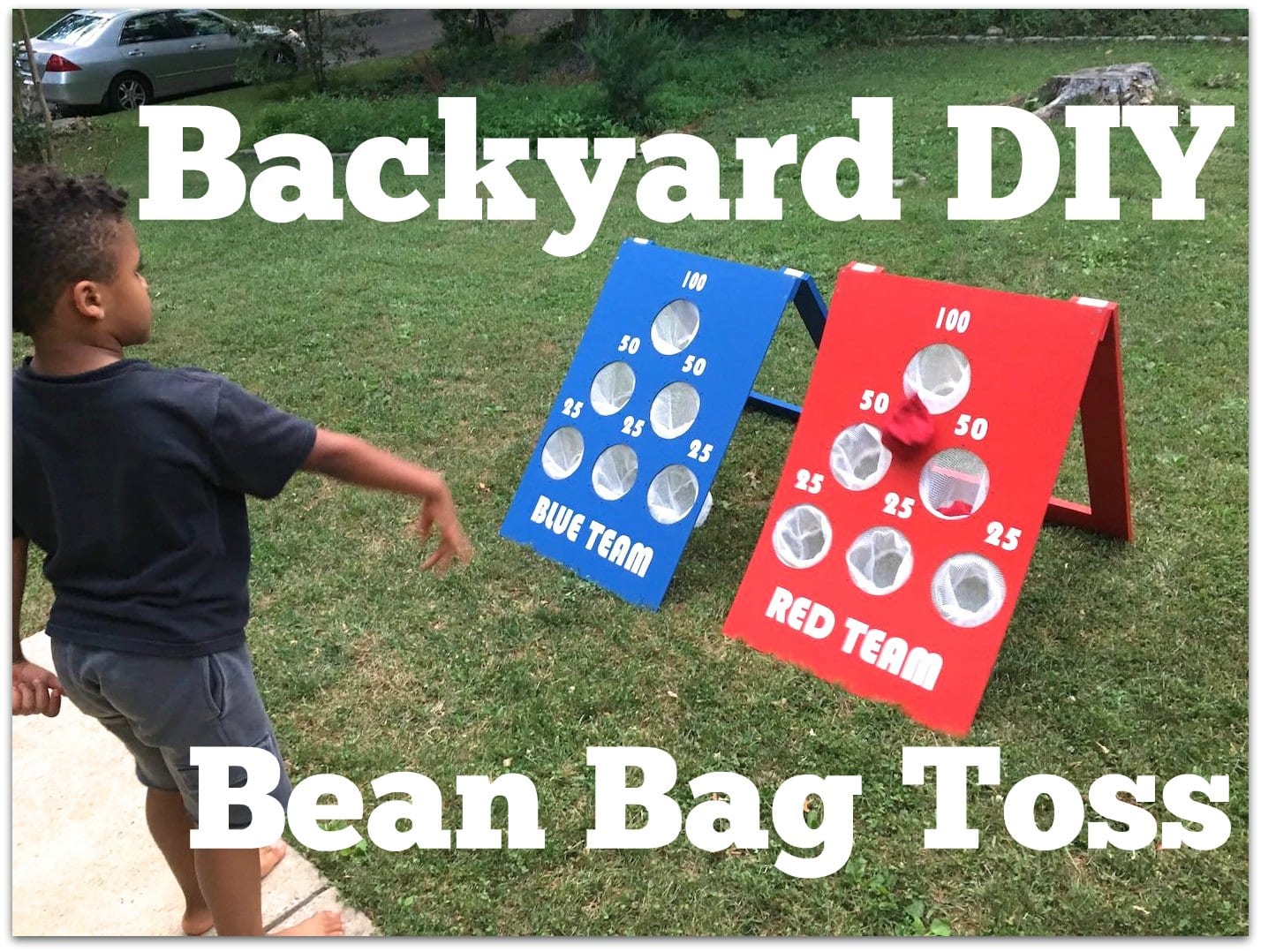 DIY Backyard Bean Bag Toss Tutorial - Thrift Diving