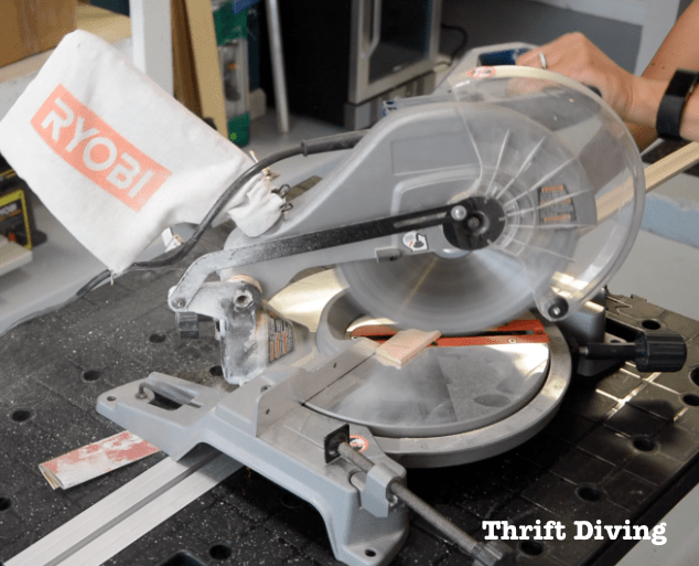 Get accurate miter saw cuts when cutting trim and boards. Here's how to do it. | Thrift Diving