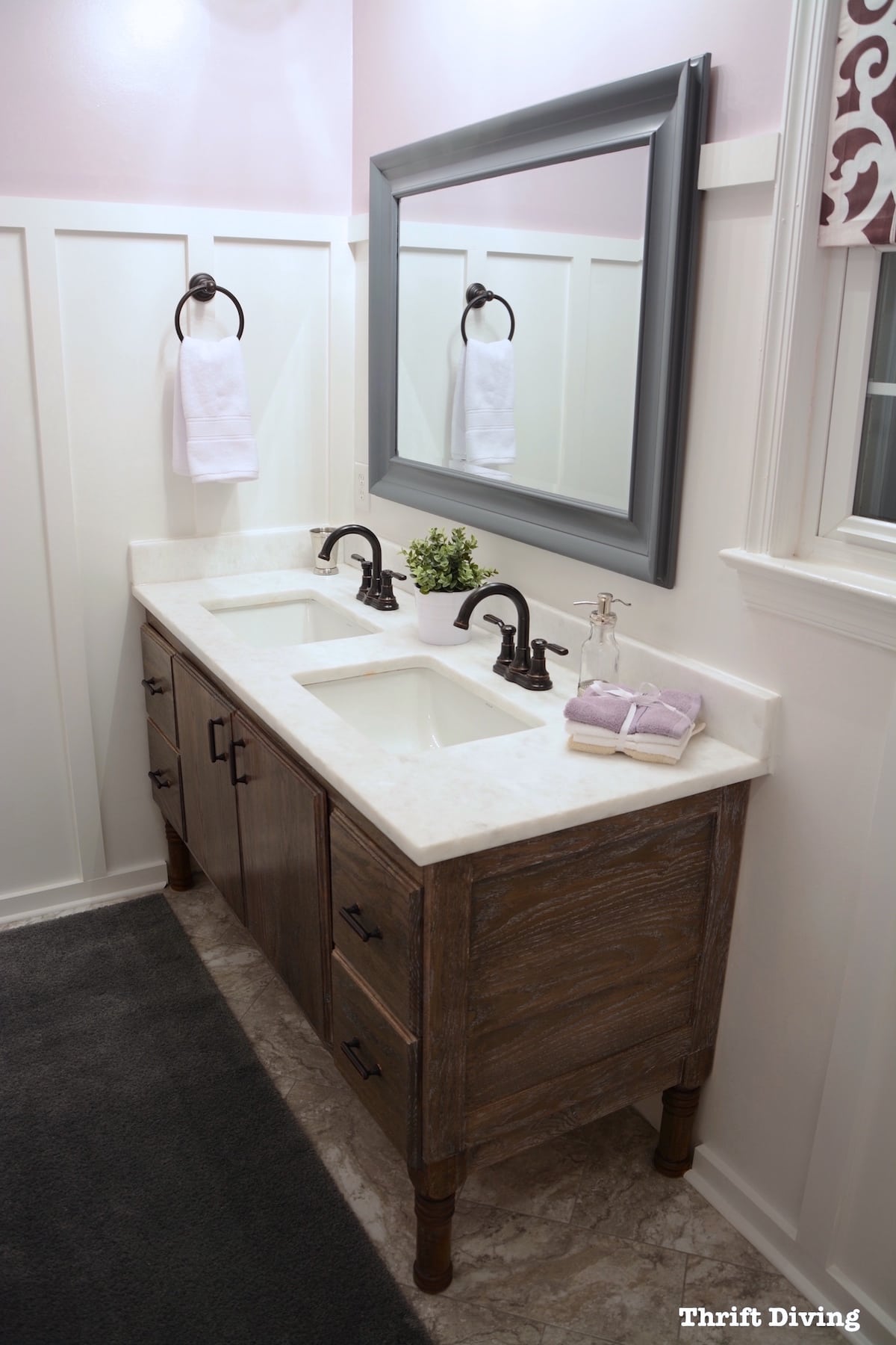 How to Repurpose Anything - Turn old legs into a DIY bathroom vanity. - AFTER - Thrift Diving