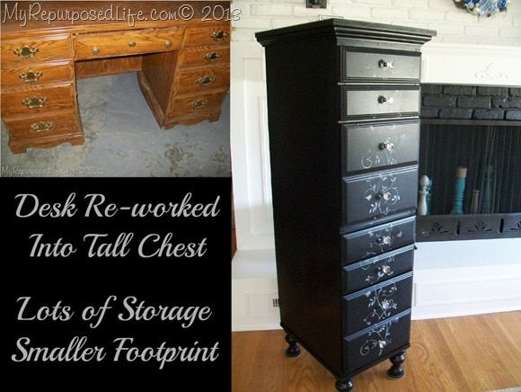How to Repurpose Anything - Repurpose a desk into chest. - AFTER - Thrift Diving