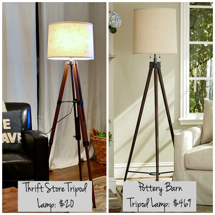 How to Repurpose Furniture - How to come up with creative Ideas, for example, survey tripod turned into a lamp. AFTER - Thrift Diving