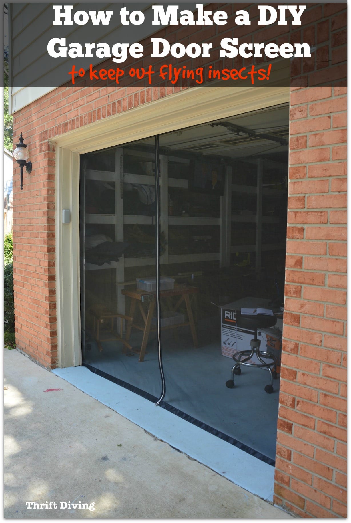 How to Make a Garage Door Screen - keep out flying insects, such as mosquitos, stink bugs, bees, moths, flies, and gnats. - Thrift Diving