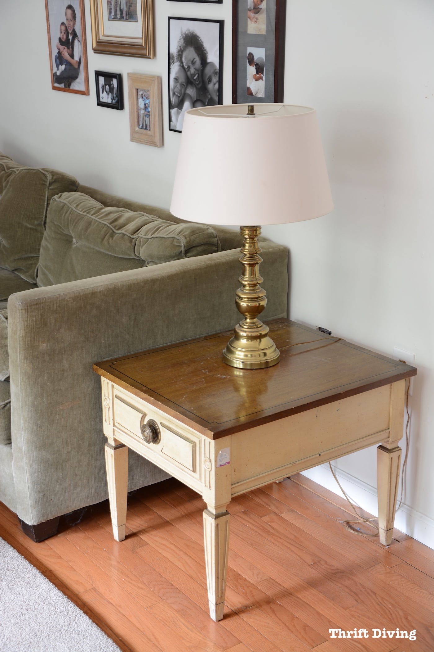 Thrifted End Table and Lamp Makeover - BEFORE - Thrift Diving