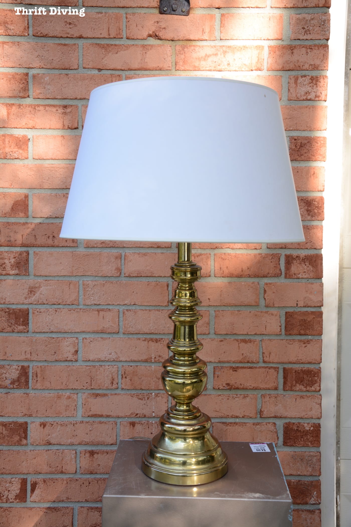 Thrifted End Table and Lamp Makeover - Brassy lamp - Thrift Diving