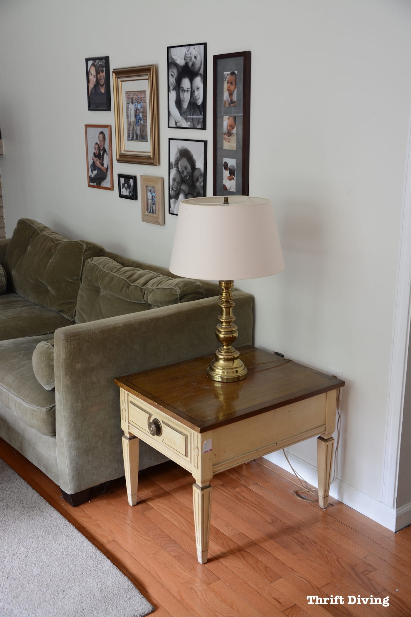 Thrifted End Table and Lamp Makeover - BEFORE