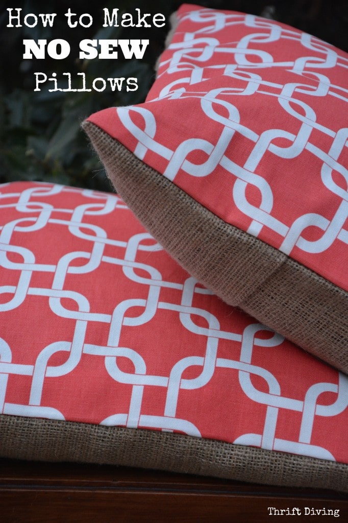 How to make no sew pillows if you don't have a sewing machine - Thrift Diving