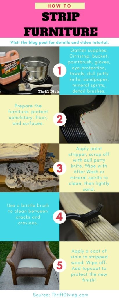 How to strip furniture - step by step instructions on how to strip wood - Furniture stripping - Thrift Diving