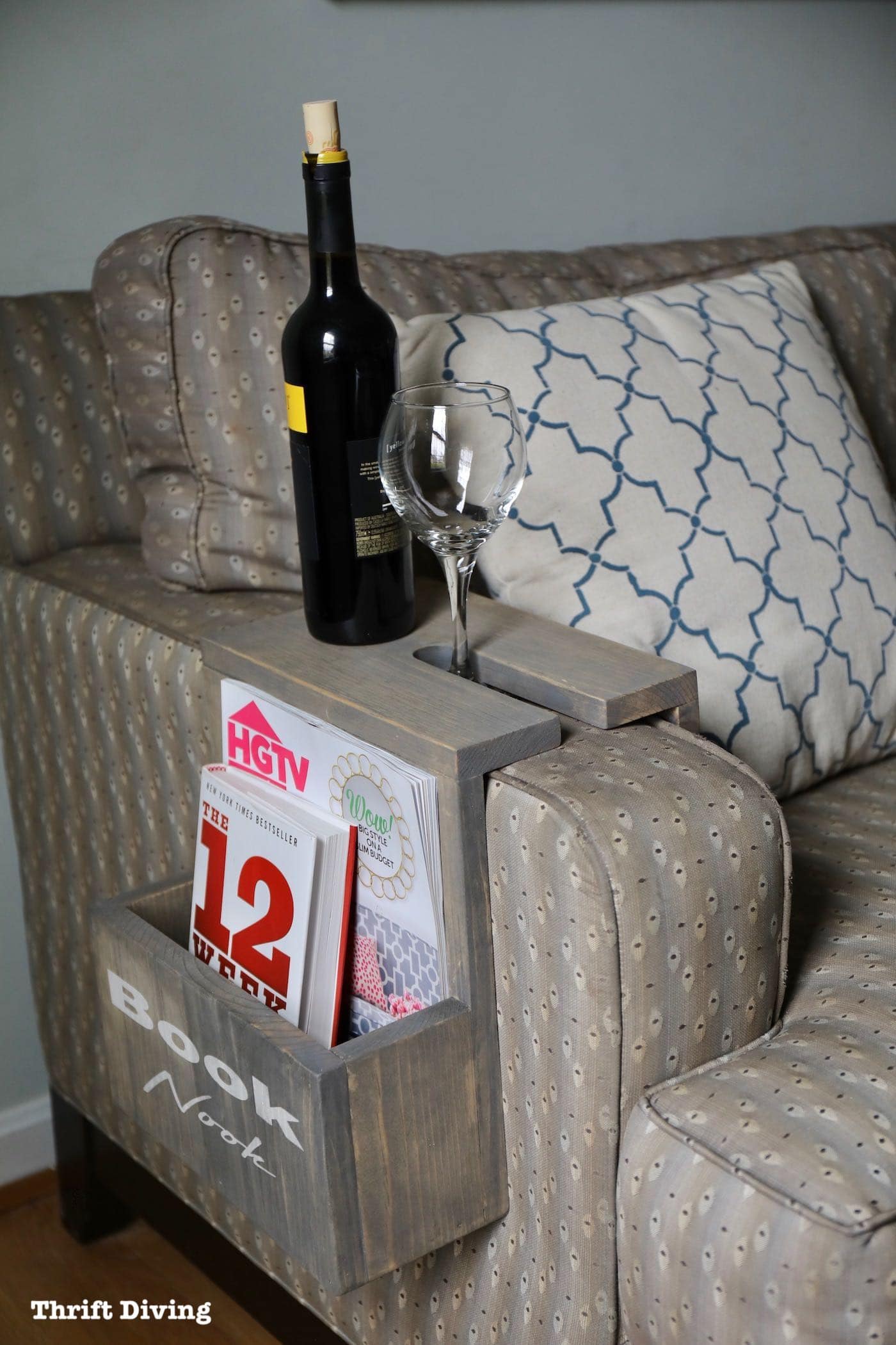 How to Make a DIY Book Holder - Grab a book and a glass of wine for the Day of Unplugging - Thrift Diving