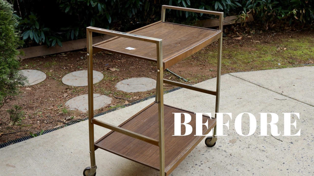 BEFORE and AFTER: Vintage Bar Cart Makeover From the Thrift Store!