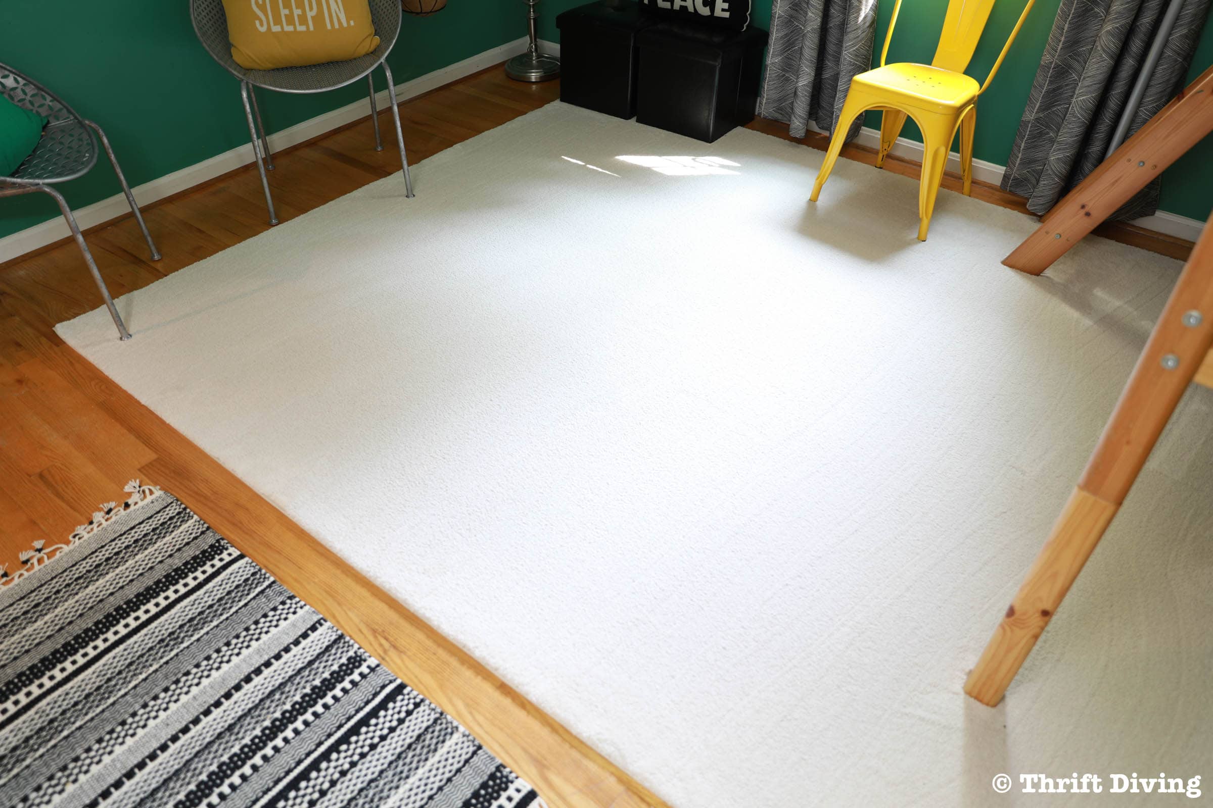 Kids green bedroom makeover - AFTER - Carpet One Relax it's Lees® carpet in boys bedroom - Thrift Diving
