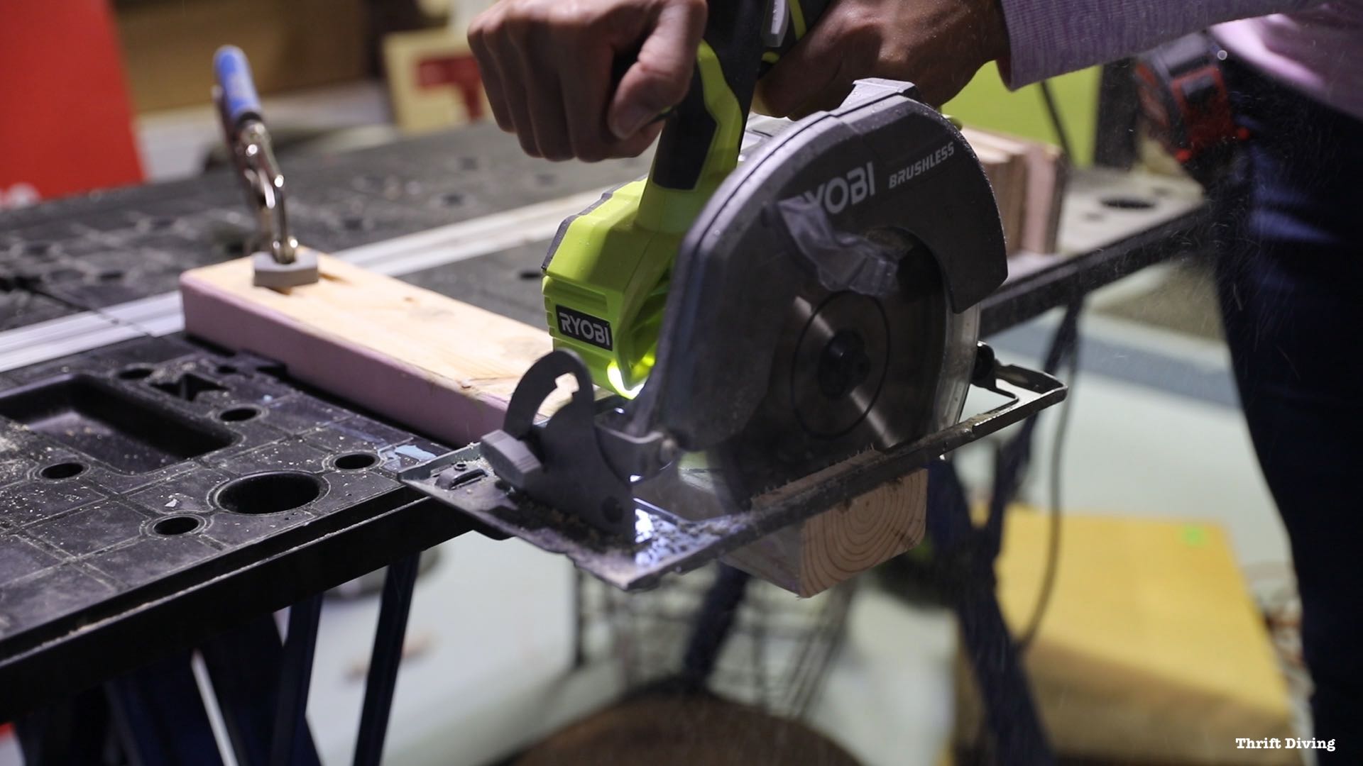 How to Use a Circular Saw - Circular saws can cut up nearly 2.5" when cut with a 7 and a quarter blade. - Cutting a 2x4 - Thrift Diving