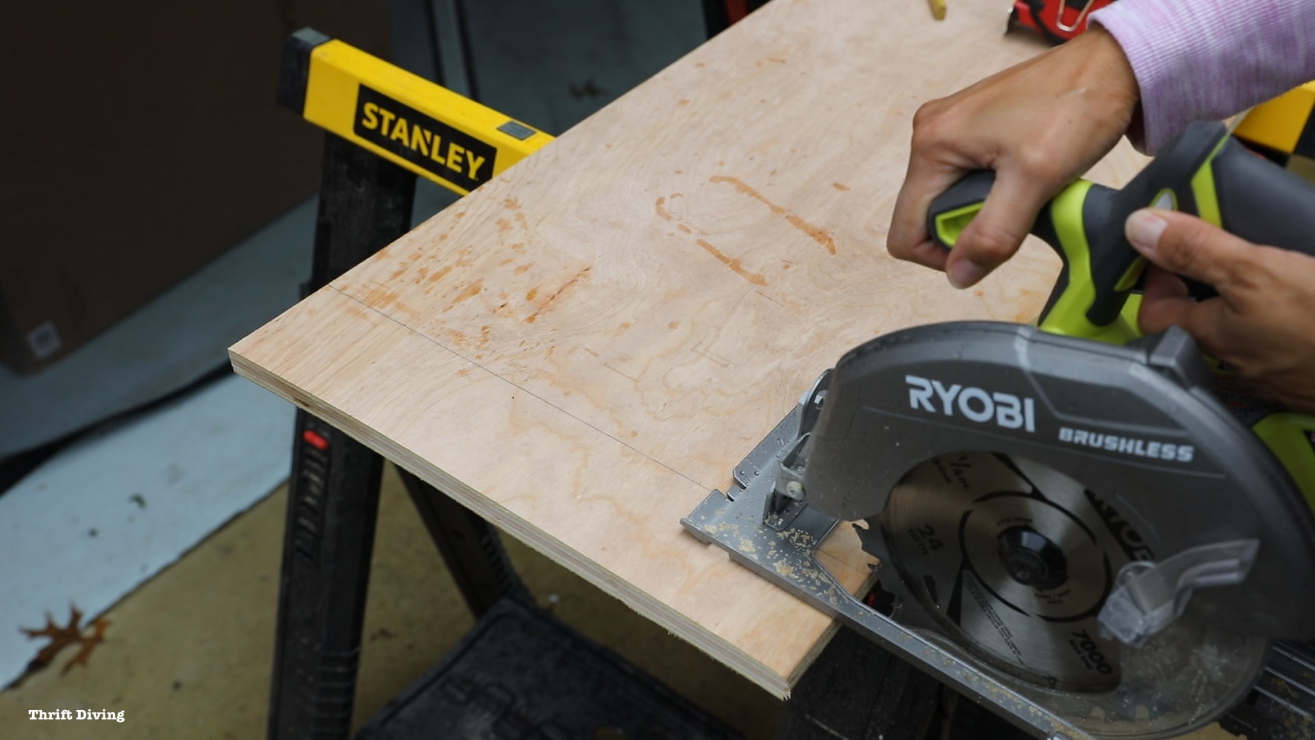 How to Use a Circular Saw - Cut your wood with the blade running at full speed before making contact with the wood. - Thrift Diving