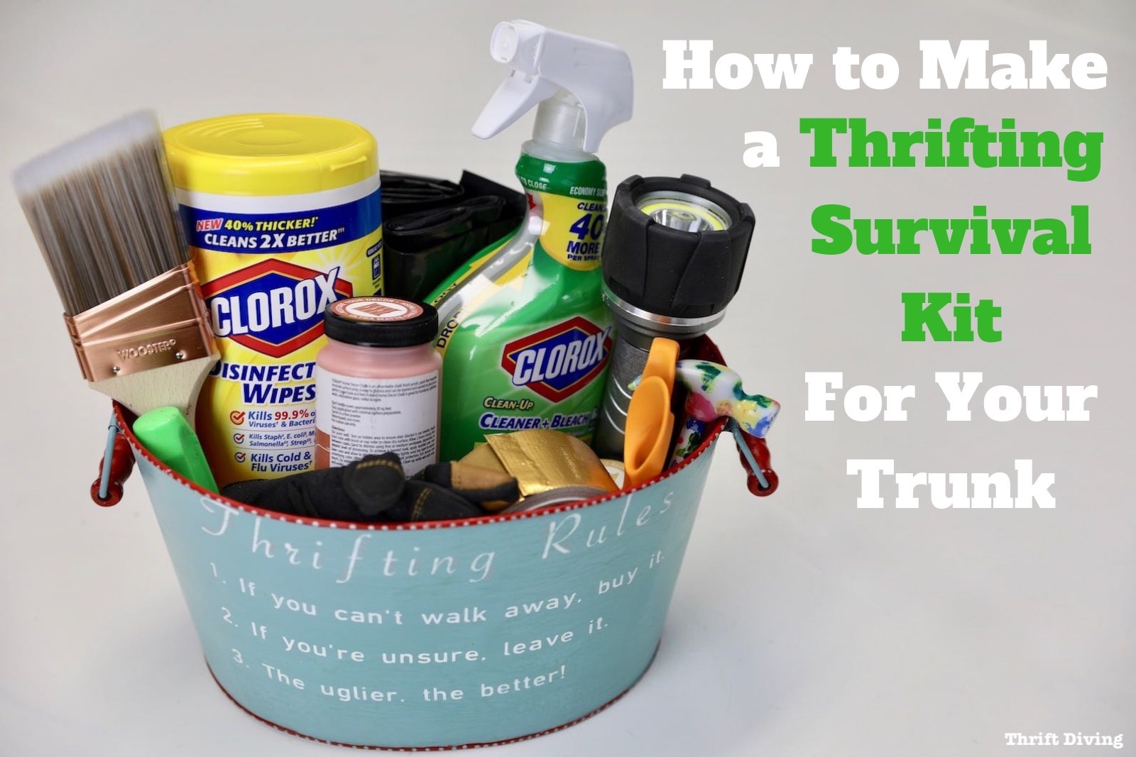 How to Make a Thrifting Survival Kit for your Trunk - Thrift Diving