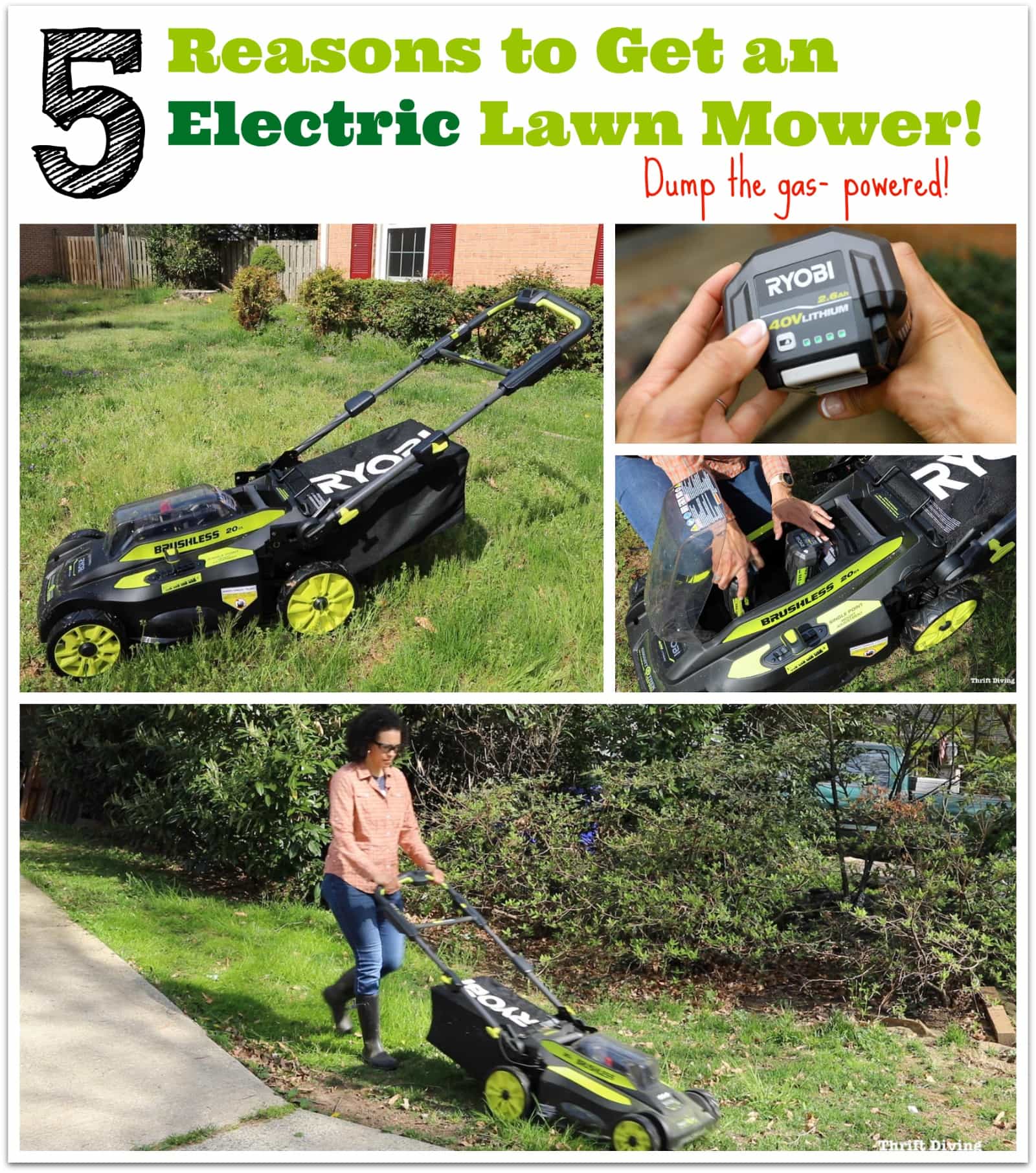 5 Reasons to Get an Electric Lawn Mower and Dump the Gas-Powered Ones! - Thrift Diving