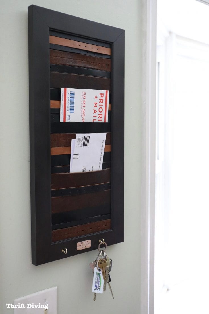 DIY Father's Day Gift Idea: Repurposed Leather Belts Mail Organizer