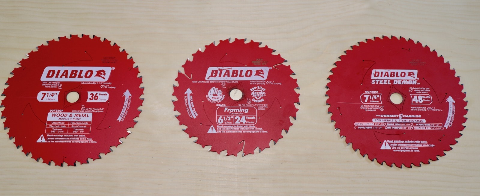 Circular Saw Blades - Circular saws are sized by the size of their blades. Circular saws come in various sizes but 7-1/4" is standard and can handle many jobs. Circular saw blades from Diablo can cut wood and metal, wood only, and metal only. - Thrift Diving