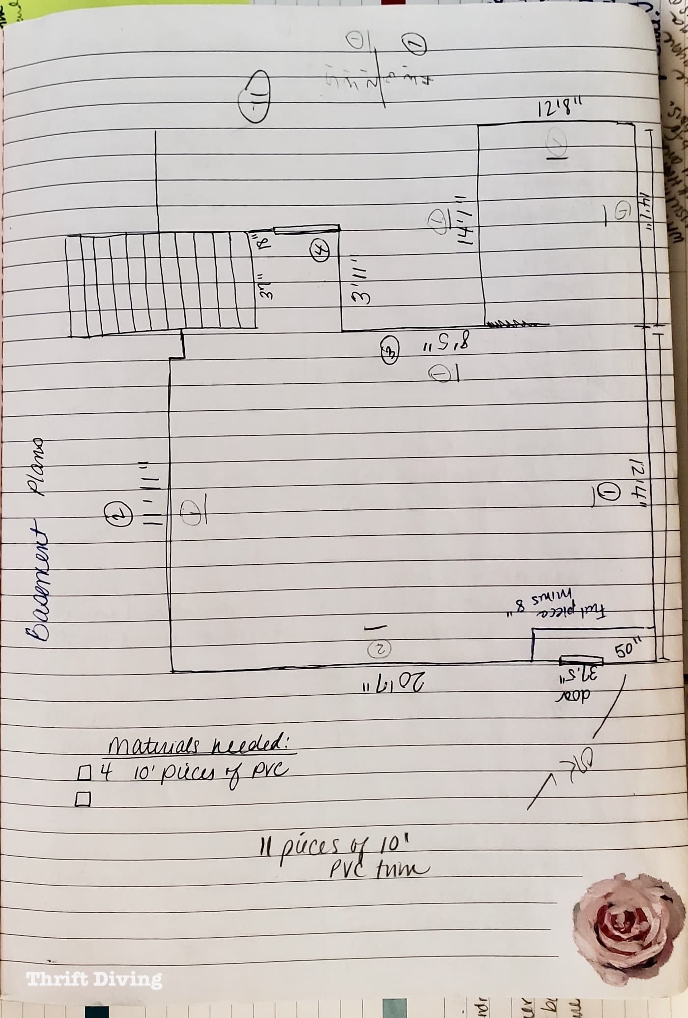Draw a quick floor plan sketch to estimate how much baseboards you need to buy - Thrift Diving