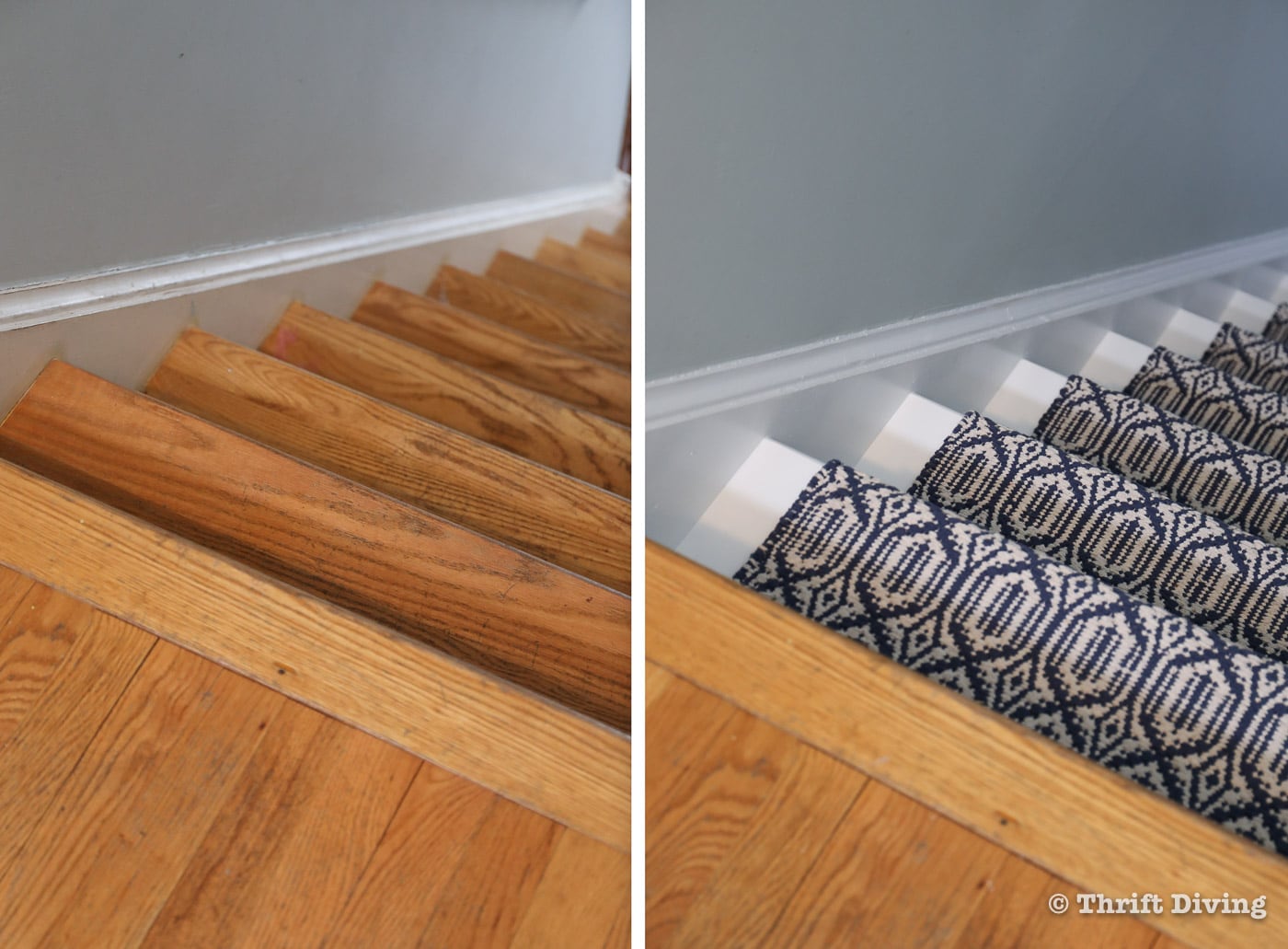 How to Install a Stair Runner - Stairs are much safer when there is a stair runner that can offer traction to reduce the chances of a fall. - Thrift Diving