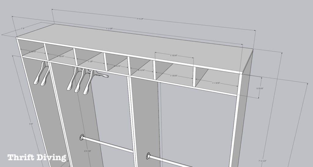 How to Build a Walk-in Closet Organizer From Scratch - When designing a closet think about how the boards will come together. - Thrift Diving