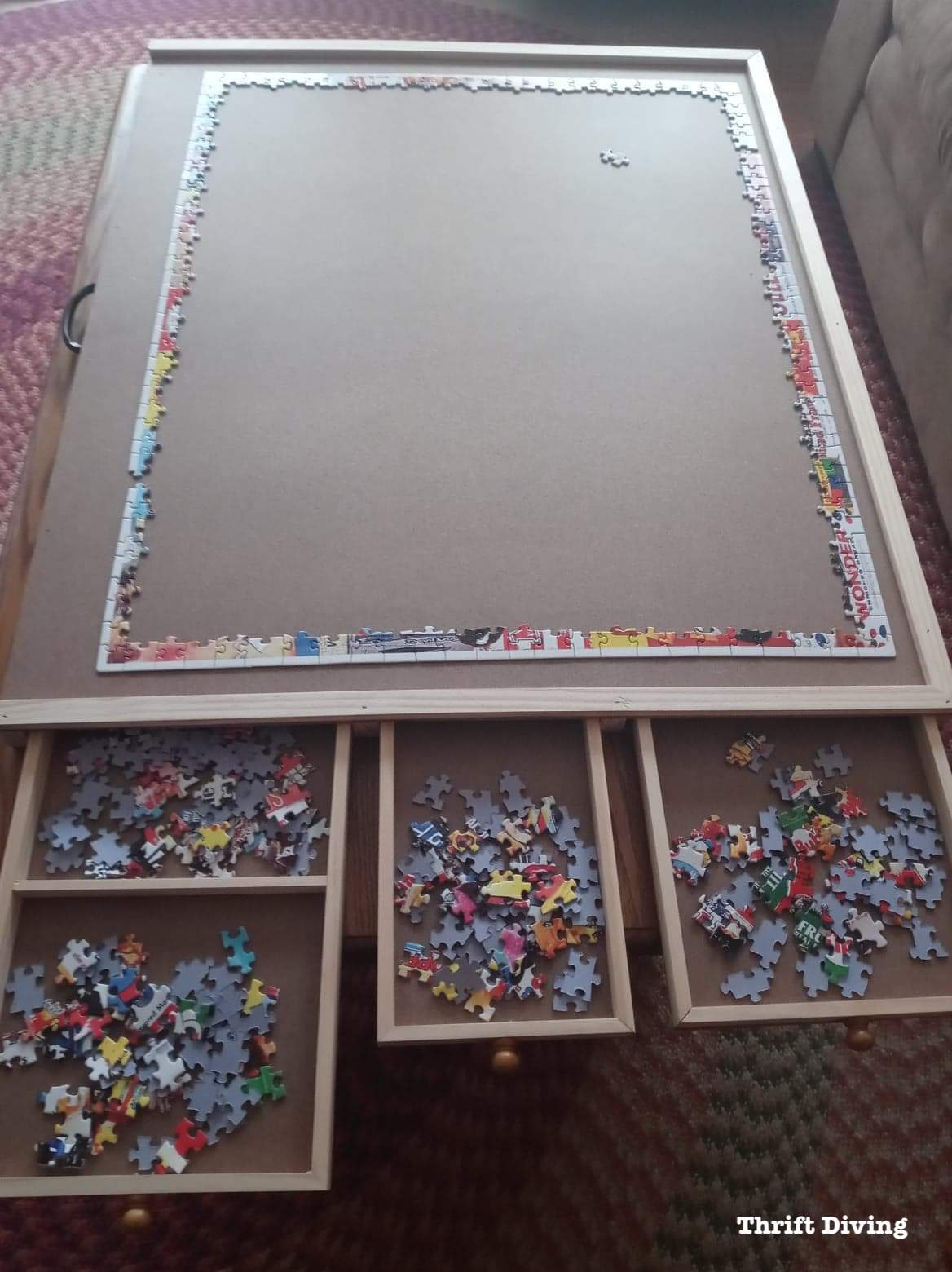 Portable Jigsaw Puzzle Table - 1500 Pcs Puzzle Easel with Stand and Cover,  Non-Slip Felt Puzzle Tables for Adults