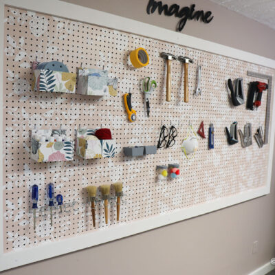 10 Steps to Make a Large Framed Pegboard with Stencils and Organizers
