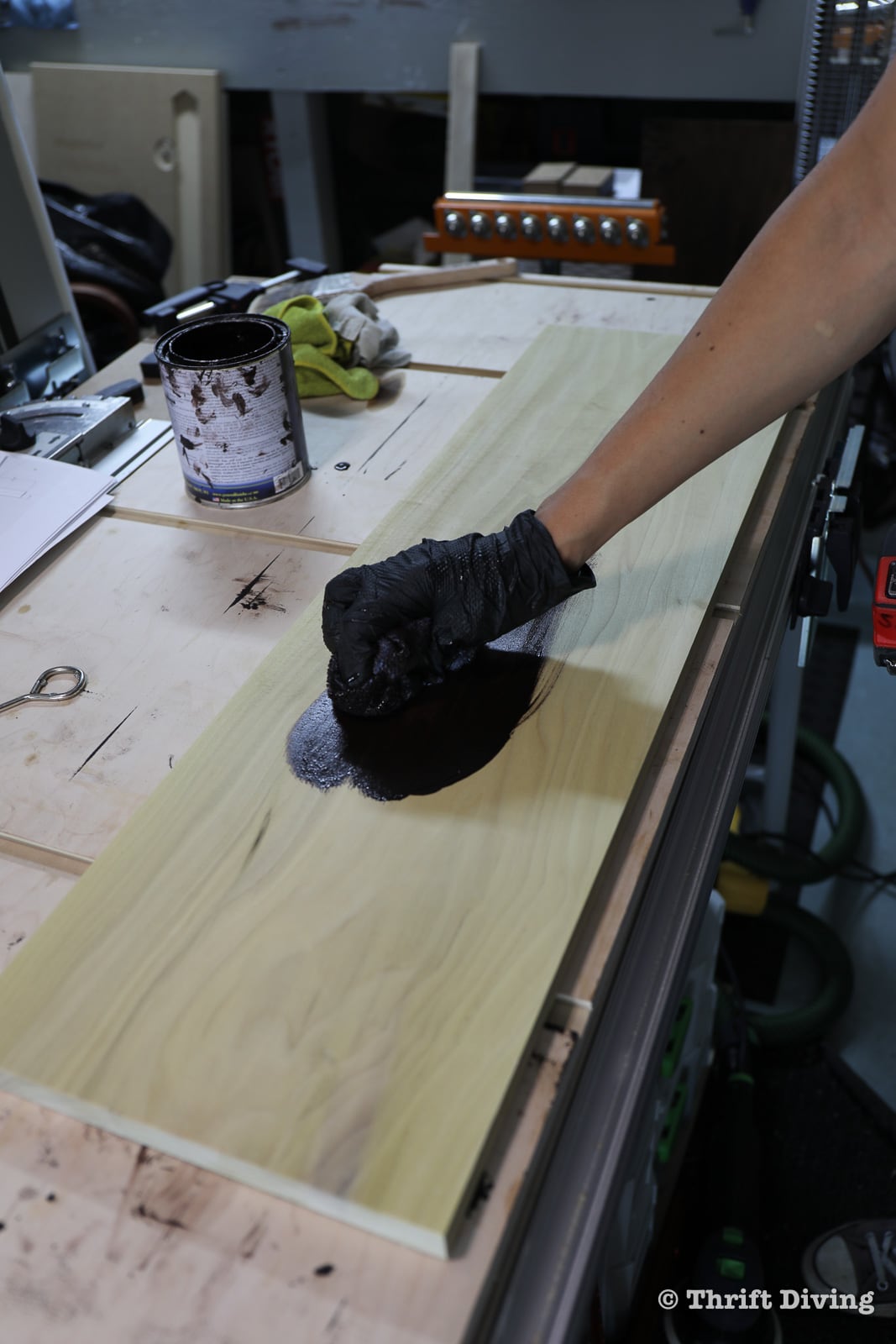 How to Build a Bed Using Vintage Headboards From the Thrift Store - Use the java gel stain to stain the boards. - Thrift Diving