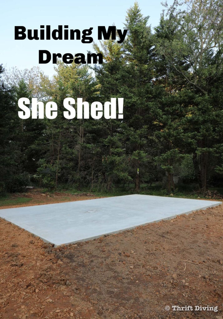 Building a "she shed" for your backyard is a big decision and one of the first important decisions is to decide what type of foundation you'll have. Read all about my dream "she shed" that I'm getting for my backyard and how the concrete pad was installed! - Thrift Diving