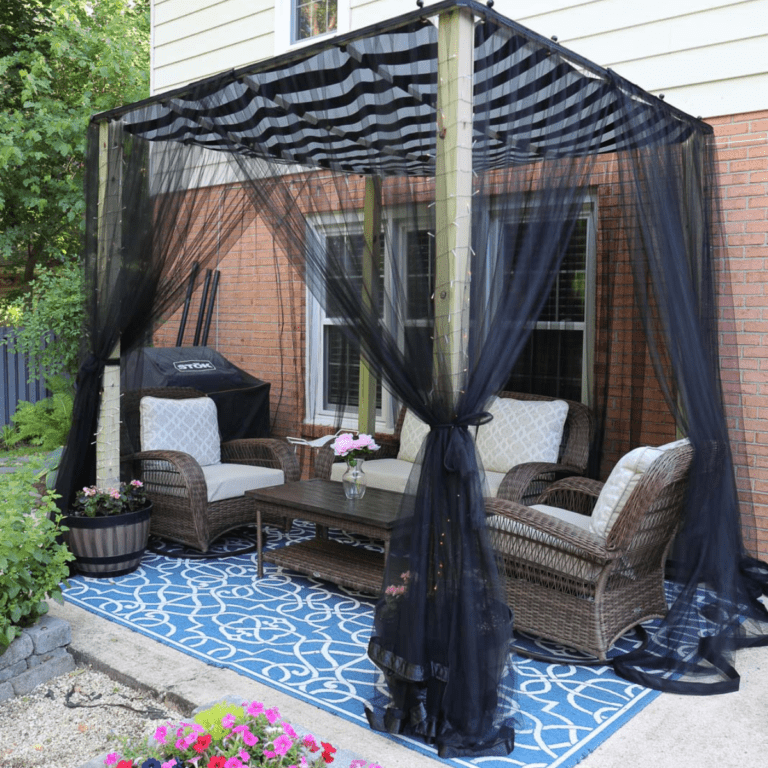How to Make a Canopy Shade with Mosquito Net for Your Patio!