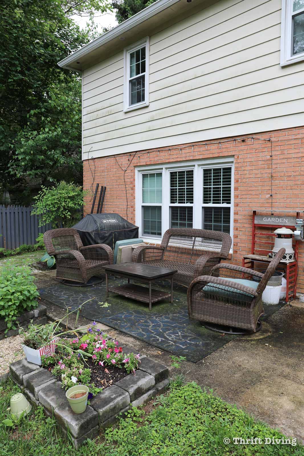 How to Build a Canopy Shade with Mosquito Net for Your Patio! - BEFORE patio