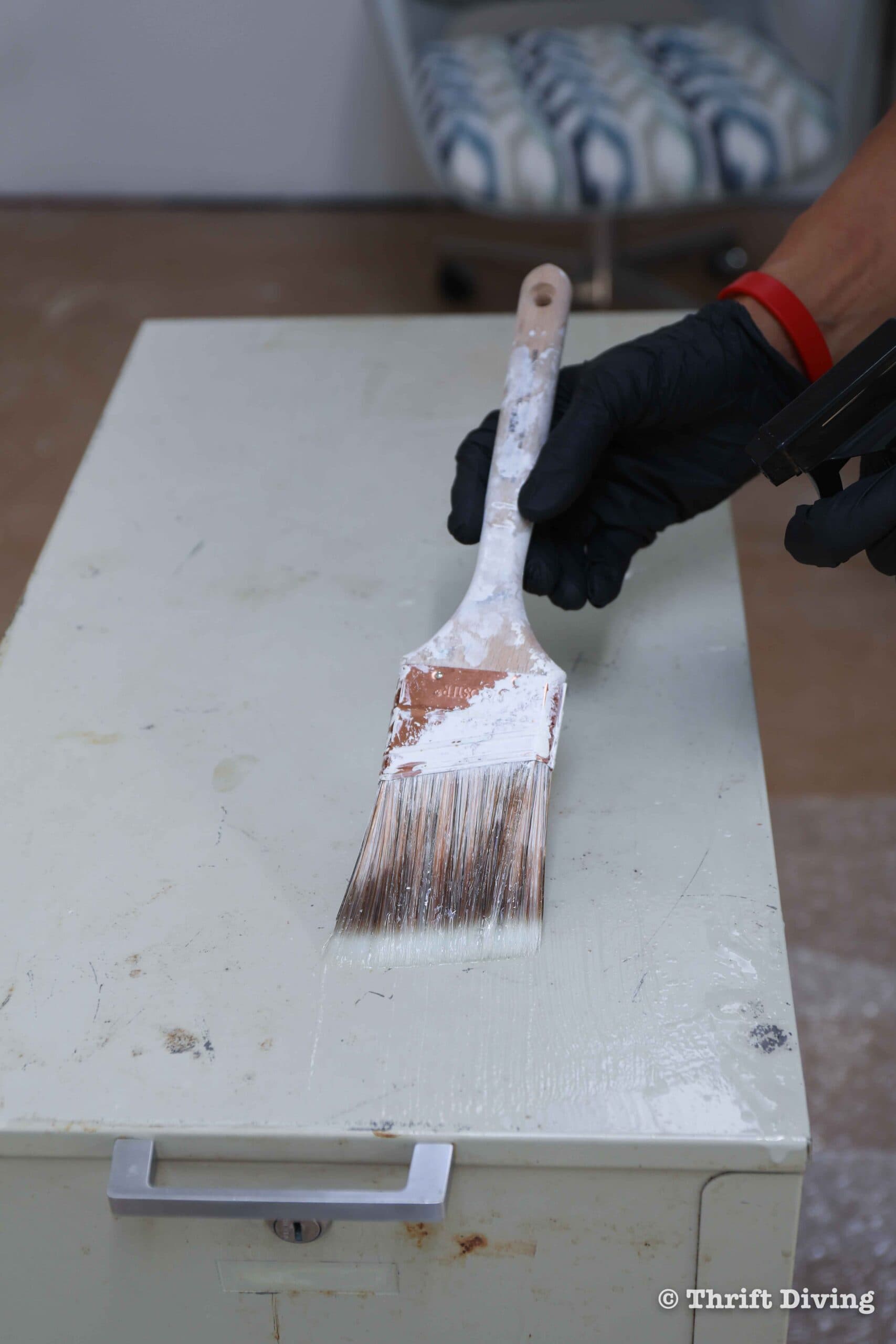 How to Paint a Metal File Cabinet - Rust removal gel will remove rust before painting metal. - Thrift Diving