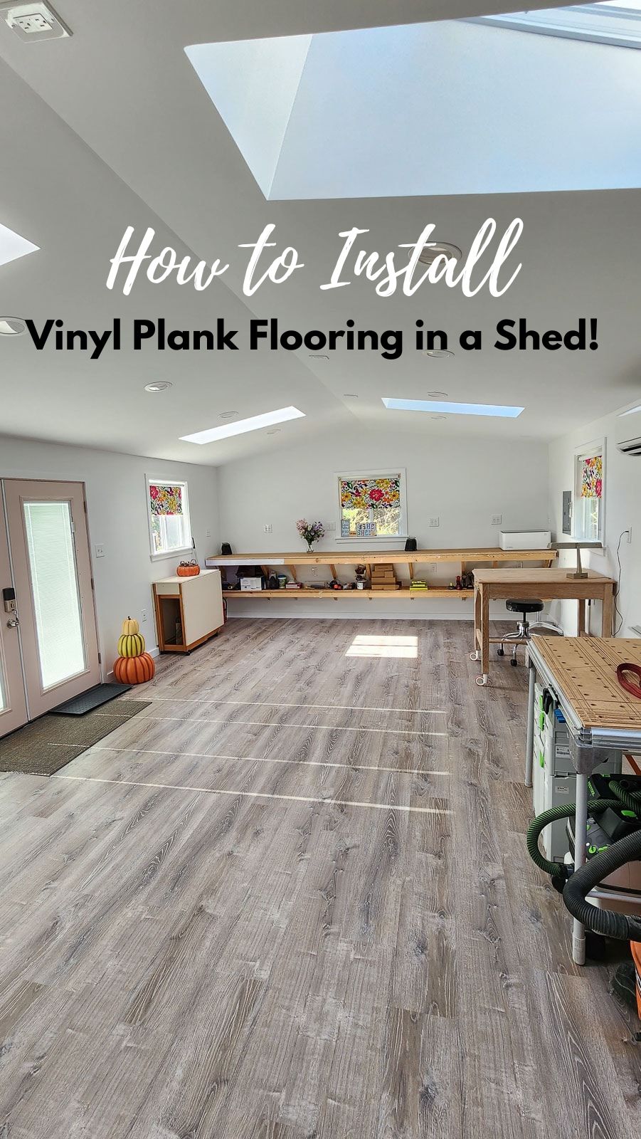 How to Install Vinyl Plank Flooring and Baseboards in a Shed! - Thrift Diving