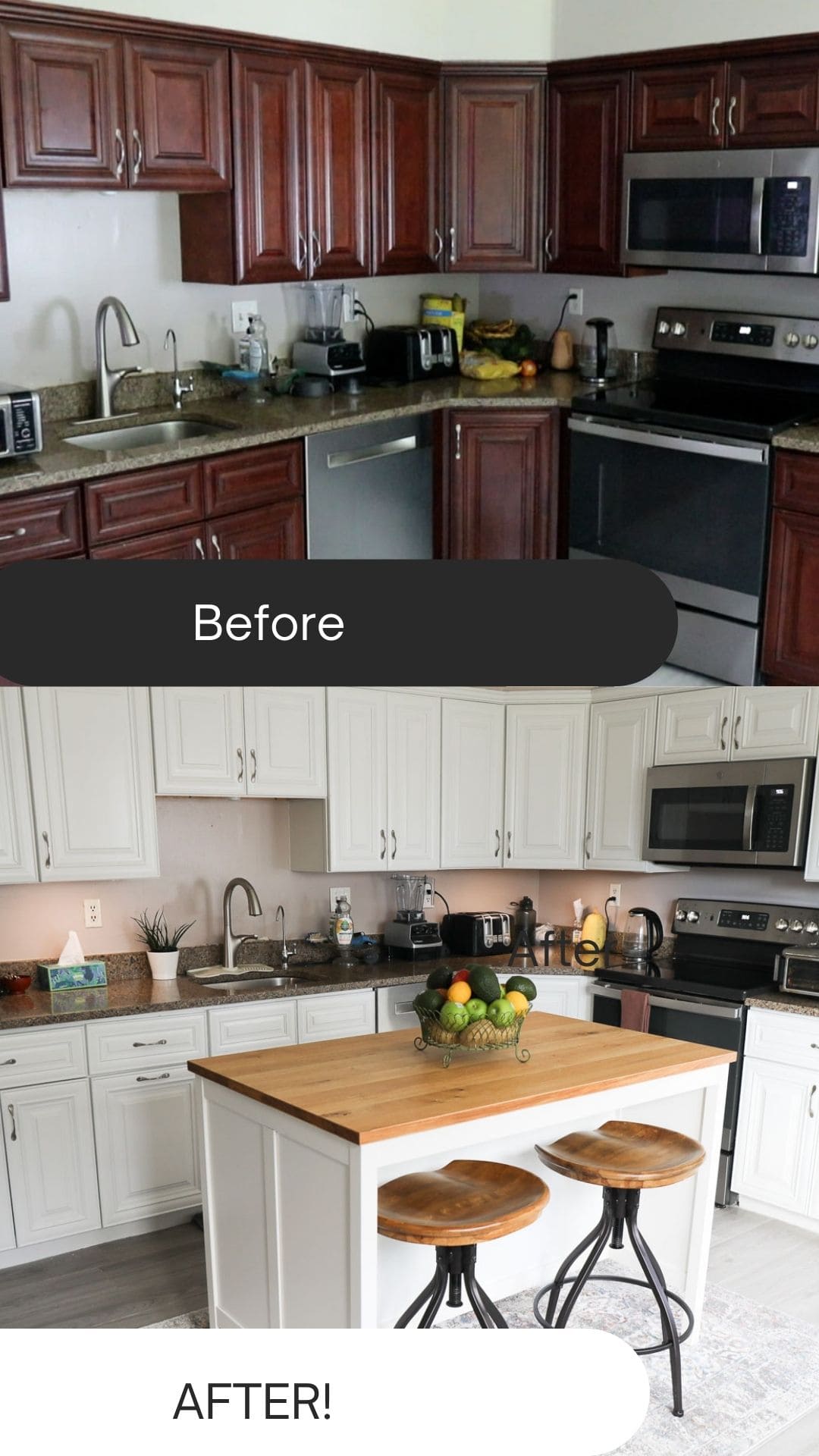 How to Paint Kitchen Cabinets White - BEFORE and AFTER 