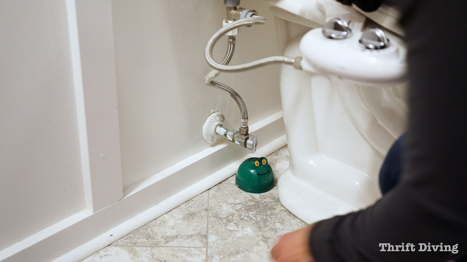 Leak detector next to the toilet. - 7 Home Maintenance Tasks - Thrift Diving