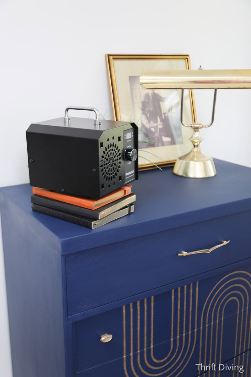 How to Get a Musty Smell Out of Furniture - Stinky Dresser Makeover - BEFORE & AFTER - blue dresser