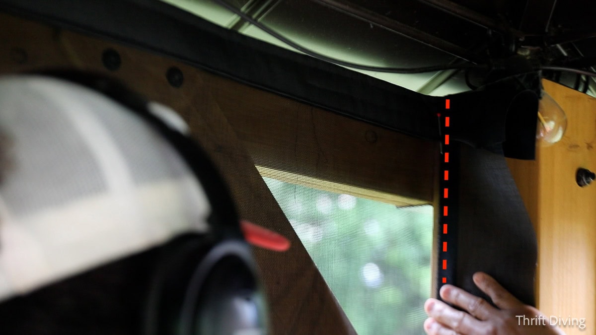 How to Make DIY Gazebo Screens - Fit the gazebo screens in place and measure and fold where the edge of the screen meets the edge of the post.
