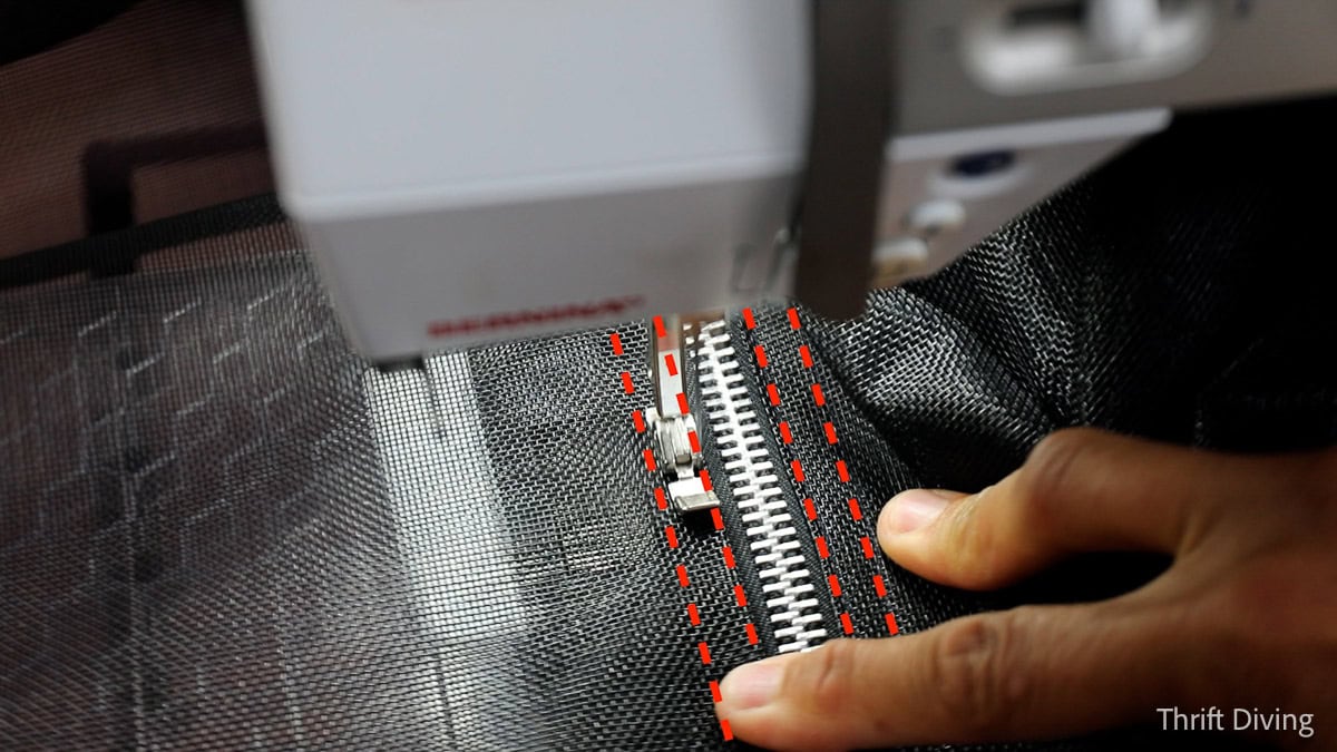 How to Make DIY Gazebo Screens - Sew a zipper between two panels of screen, with double top stitching, to make gazebo screens.