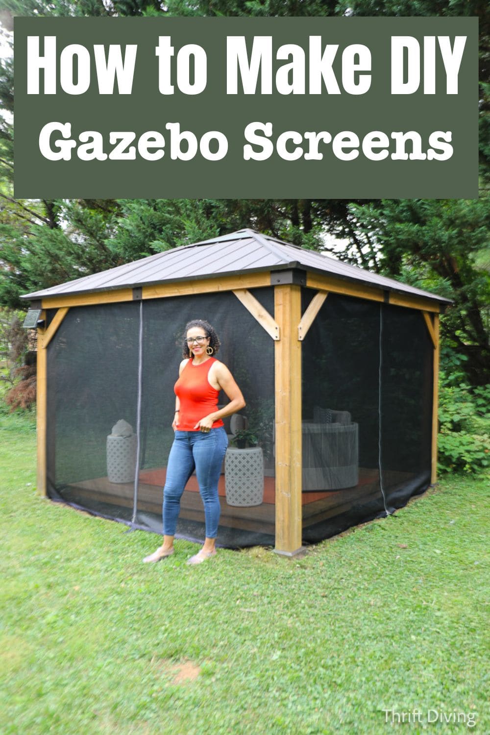 How to Make DIY Gazebo Screens - Make these gazebo screens with high-quality screen to keep the bugs out of the backyard gazebo.