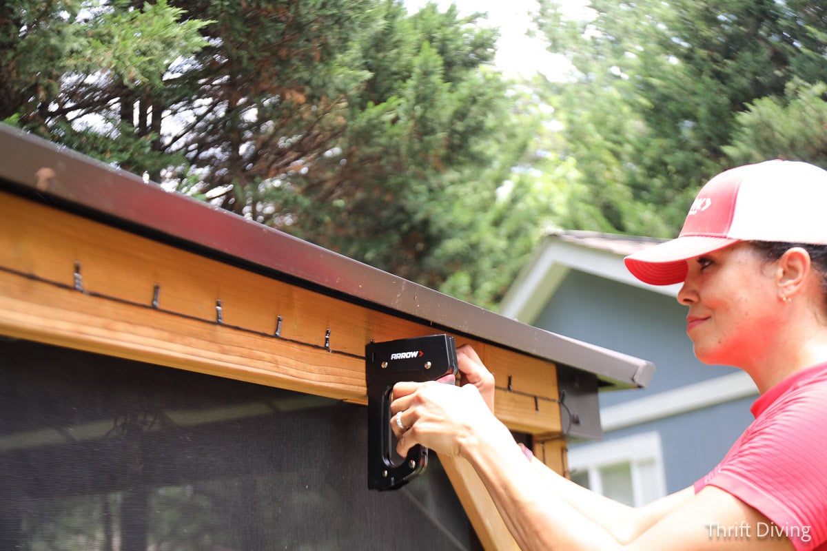 How to staple outdoor holiday lights? Use an Arrow T301 multi-tacker stapler with rounded crown T25 staples, stapling every 12" - 24" apart.